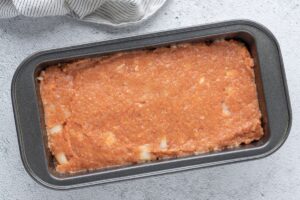 Easy chicken meatloaf that's ready to bake in casserole pan