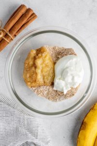 Mixing food ingredients in bowl for sugar-free cinnamon roll