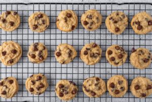 Banana Cookies With Chocolate Chips Cooling Down