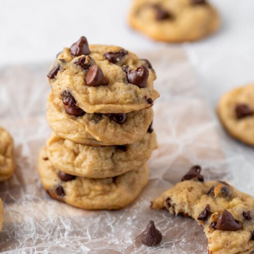 Stacked banana cookies with chocolate chips