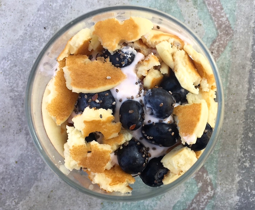 Blueberry Pancake Yogurt Parfait to celebrate National Blueberry Pancake Day!