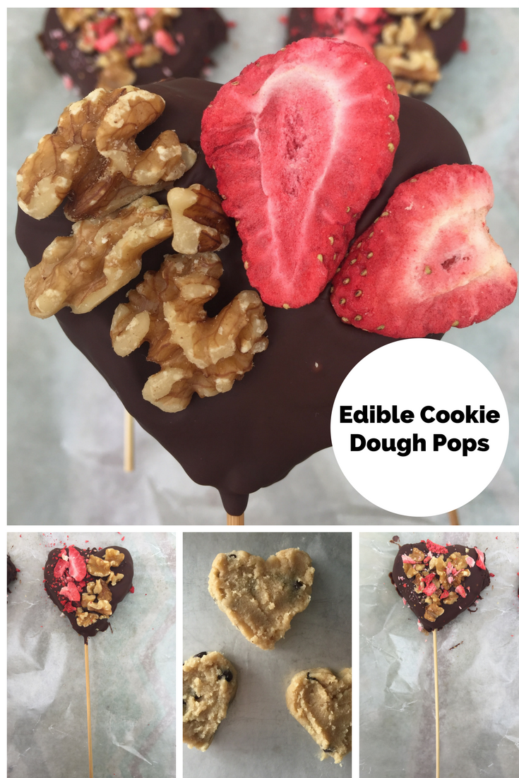 Heart Shaped Edible Cookie Dough Pops