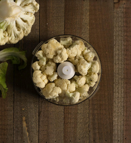 cauliflower florets in a food processor