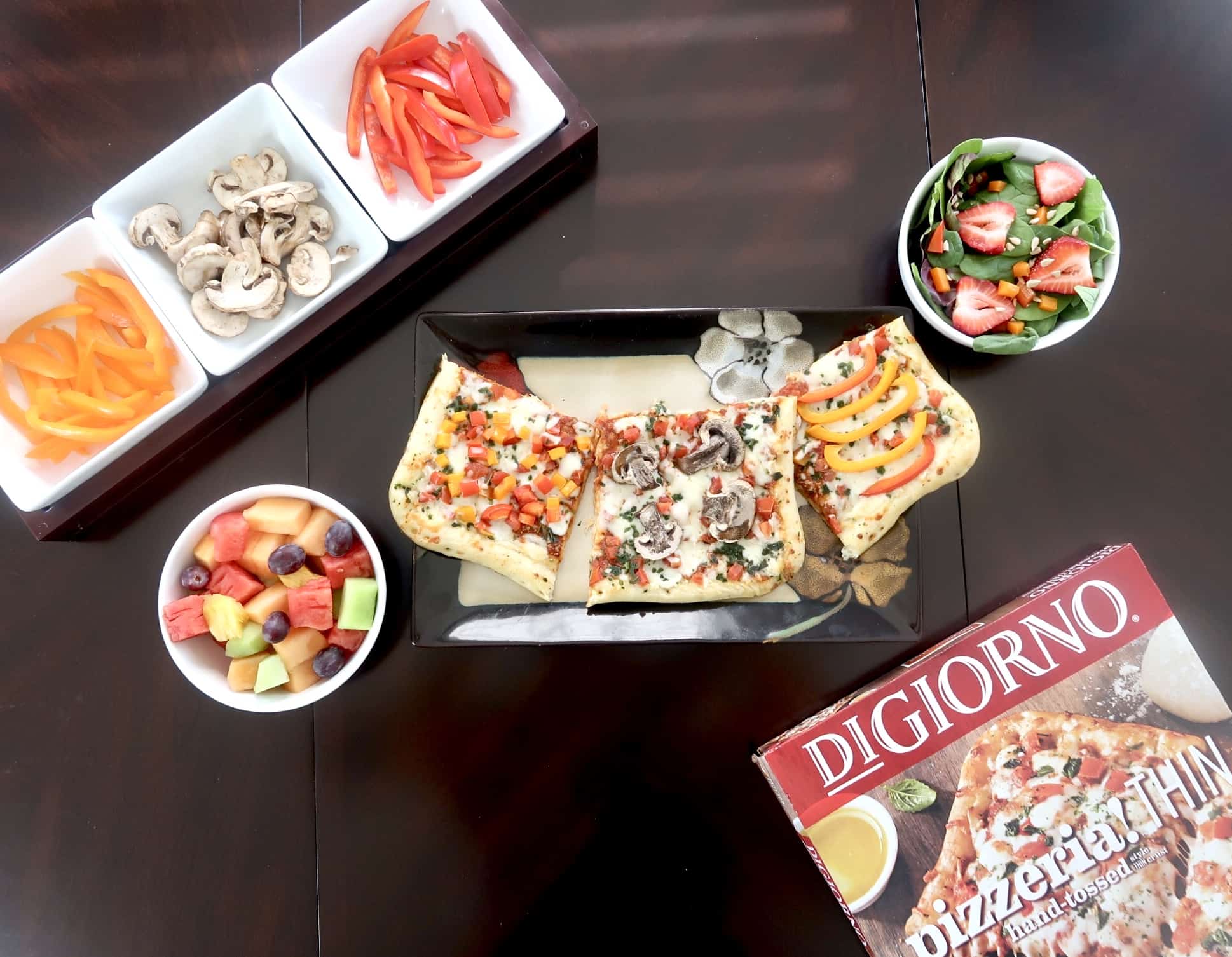 A balanced plate for a healthy pizza night