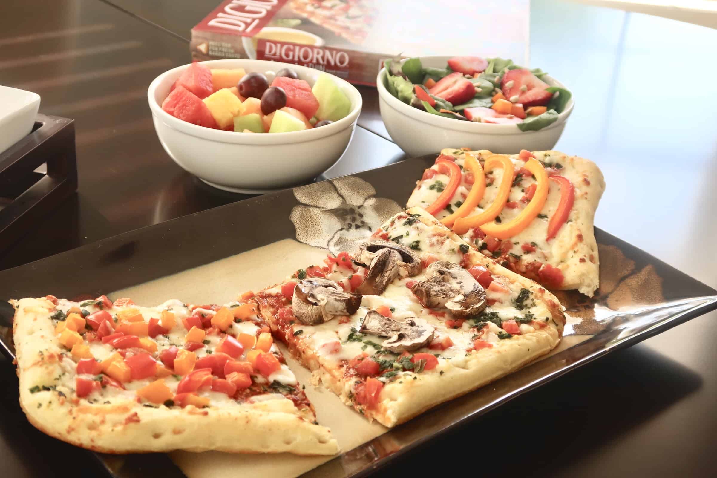 Add vegetable toppings with a veggie bar to amp up your pizza night in a healthy way
