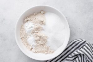 Dry ingredients for Ninja Turtle Veggie Muffins