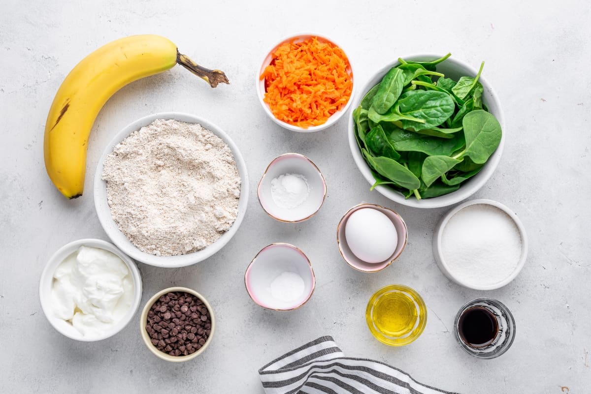 Ingredients for green muffin recipe