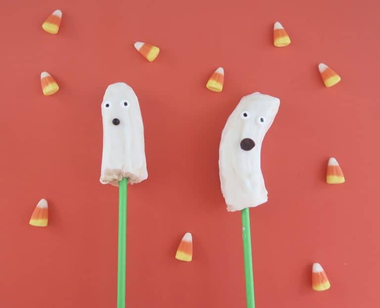 Healthy Halloween Treats for Kids Banana Ghost Pop Recipe