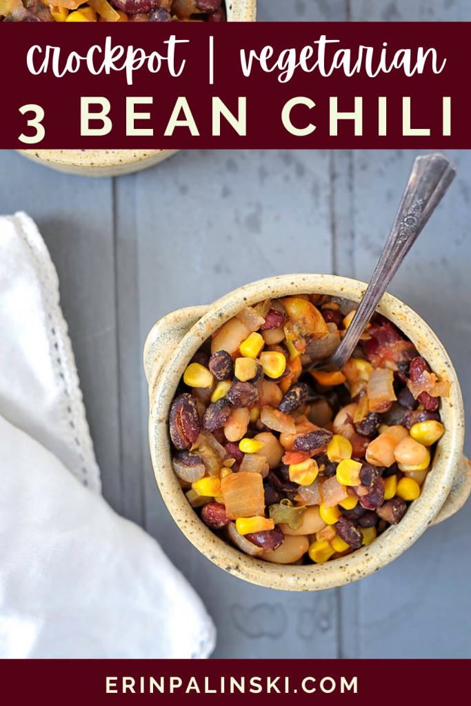 top view of vegetarian chili made with beans and other fresh vegges