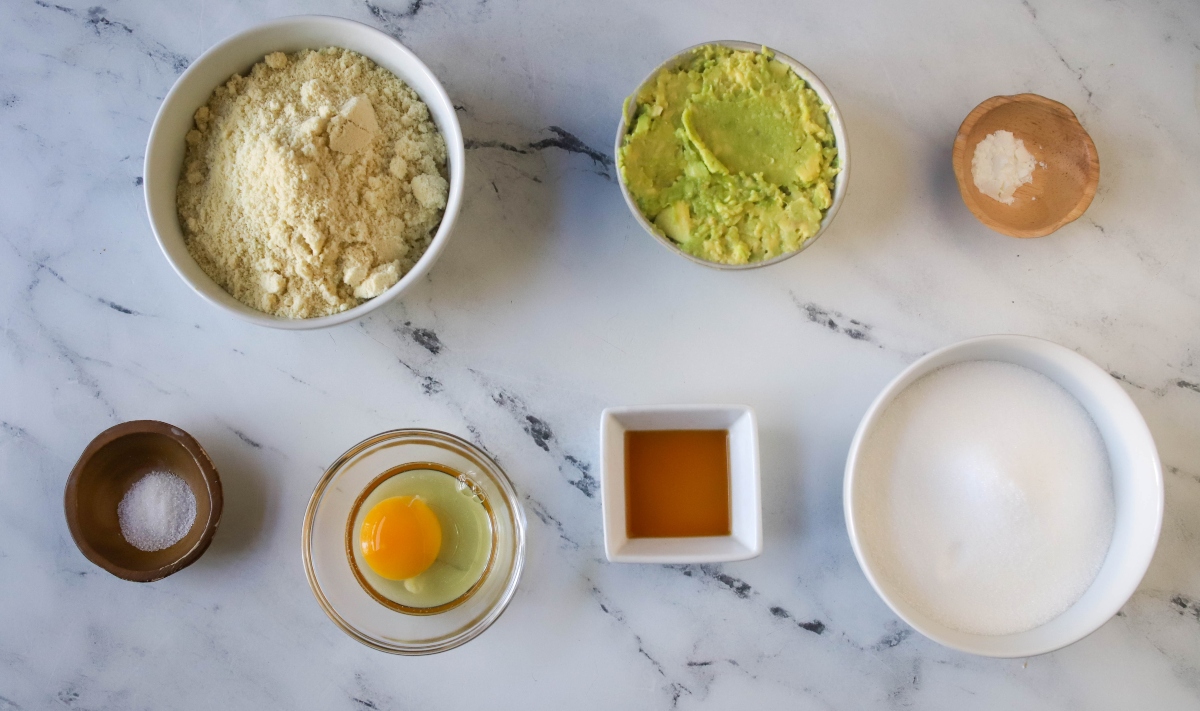 Ingredients for keto sugar cookies in bowls