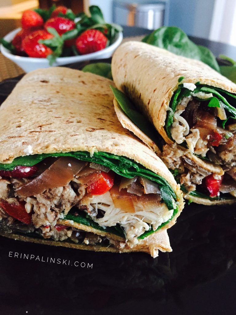 The easiest Slow Cooker Balsamic Honey Chicken Vegetable Wrap