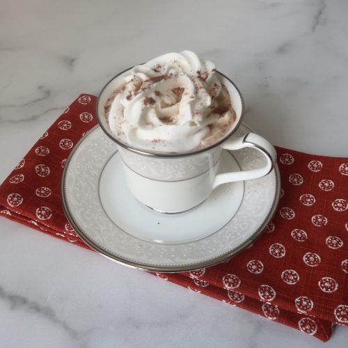 keto hot chocolate recipe topped with whipped cream