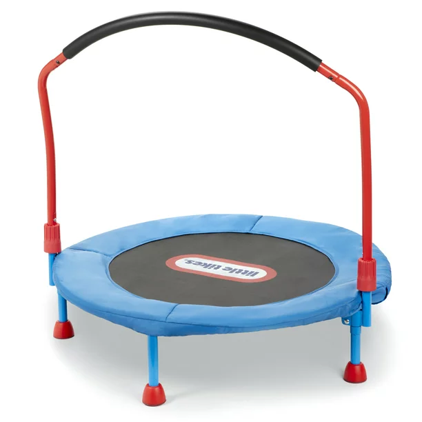 image of mini toddler trampoline with hand bar