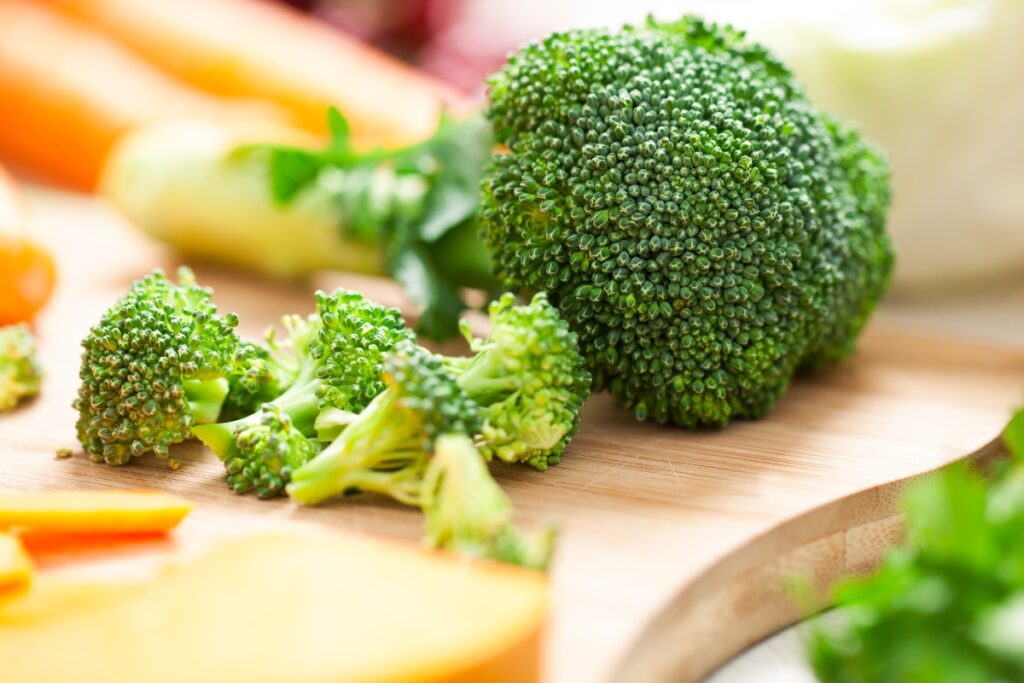 Broccoli on a cutting board