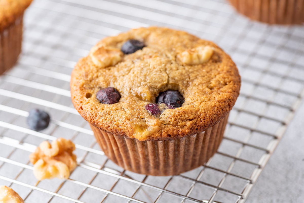 Oat Banana Blueberry Muffin Closeup