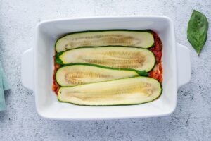 Assembling Keto Vegetarian Lasagna