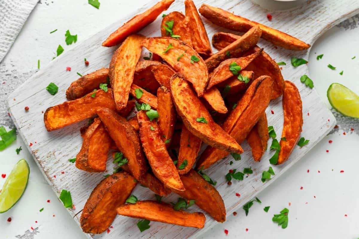 Baked sweet potatoes on a plate