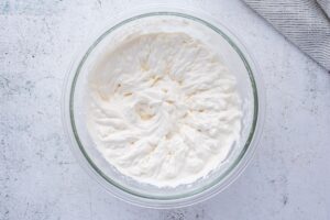 Frosting for keto chocolate cake in bowl