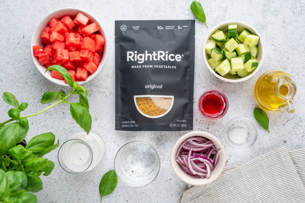 Ingredients for High Fiber Watermelon Salad with Coconut Rice