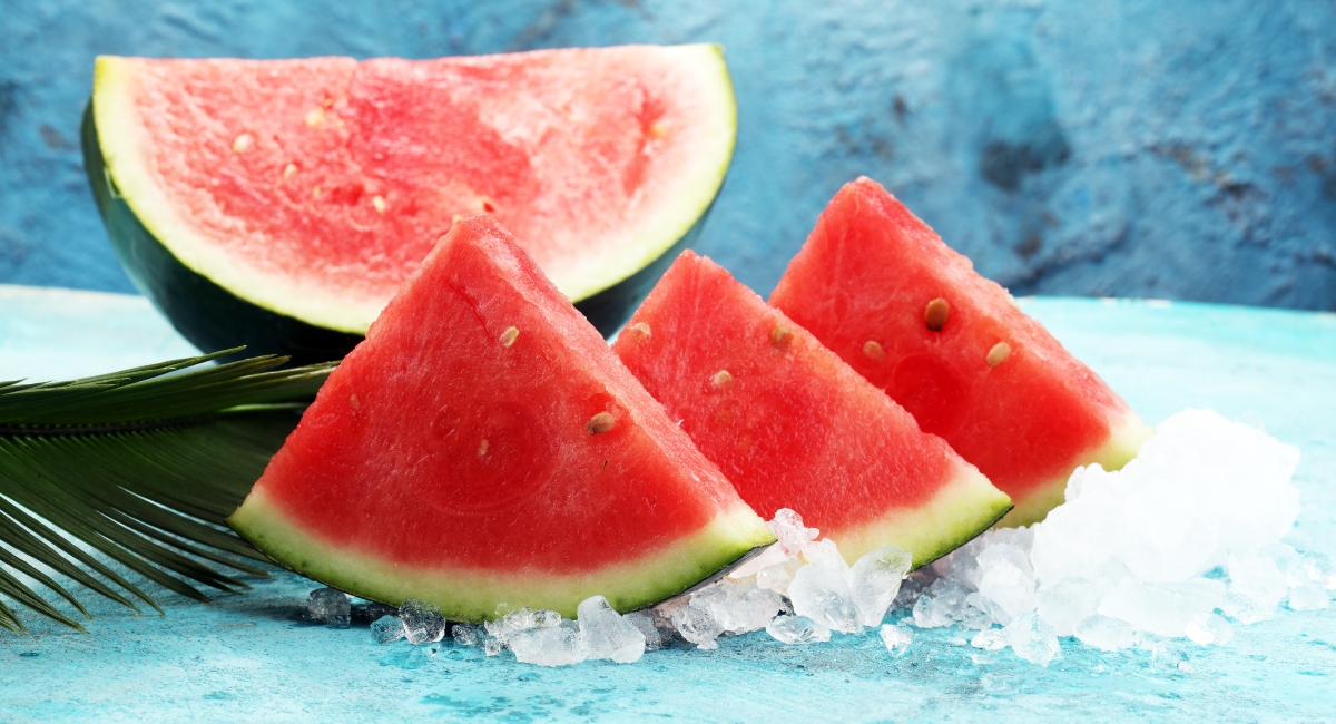 Slices of watermelon with ice