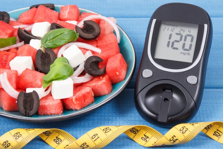 Watermelon salad and diabetes meter