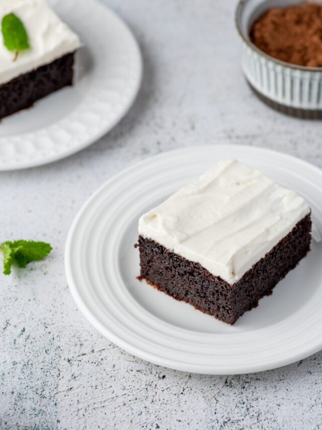 Couple pieces of keto chocolate cake served on the plates