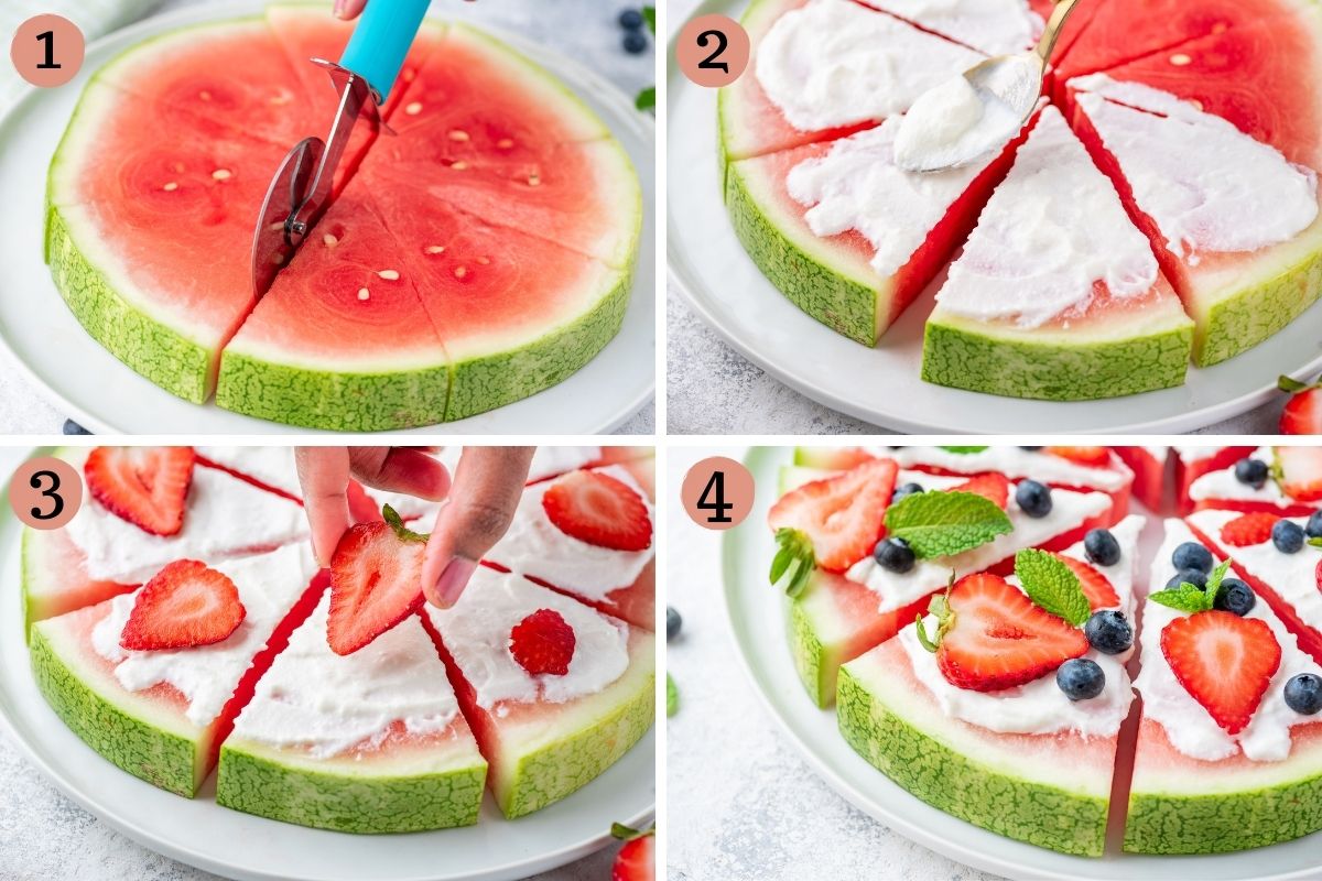 Process of making watermelon pizza