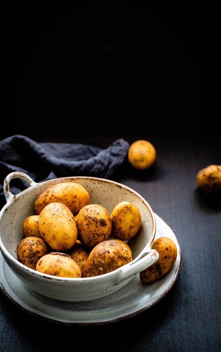Baked potatoes in a bowl