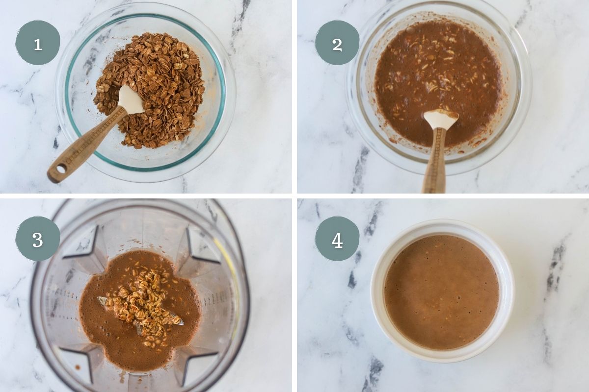 Steps on how to make S’mores Chocolate Baked Oats, part one 