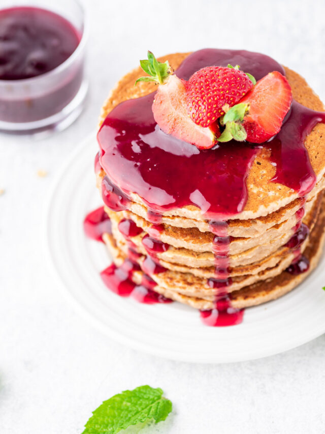 Peanut Butter Pancakes with Jelly Syrup