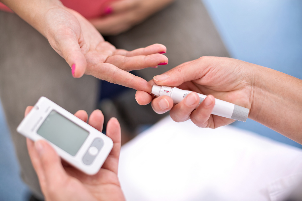 A woman on blood sugar control