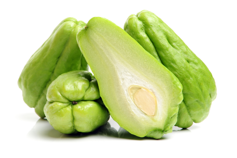 Chayote squash against the white background