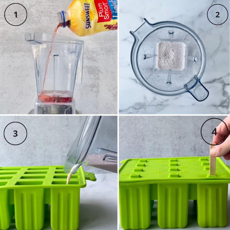Process of making no sugar added plum popsicles