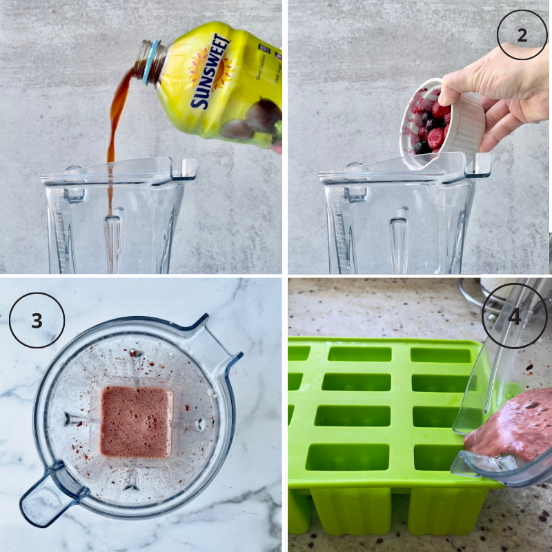Process of making no sugar popsicles with plum juice