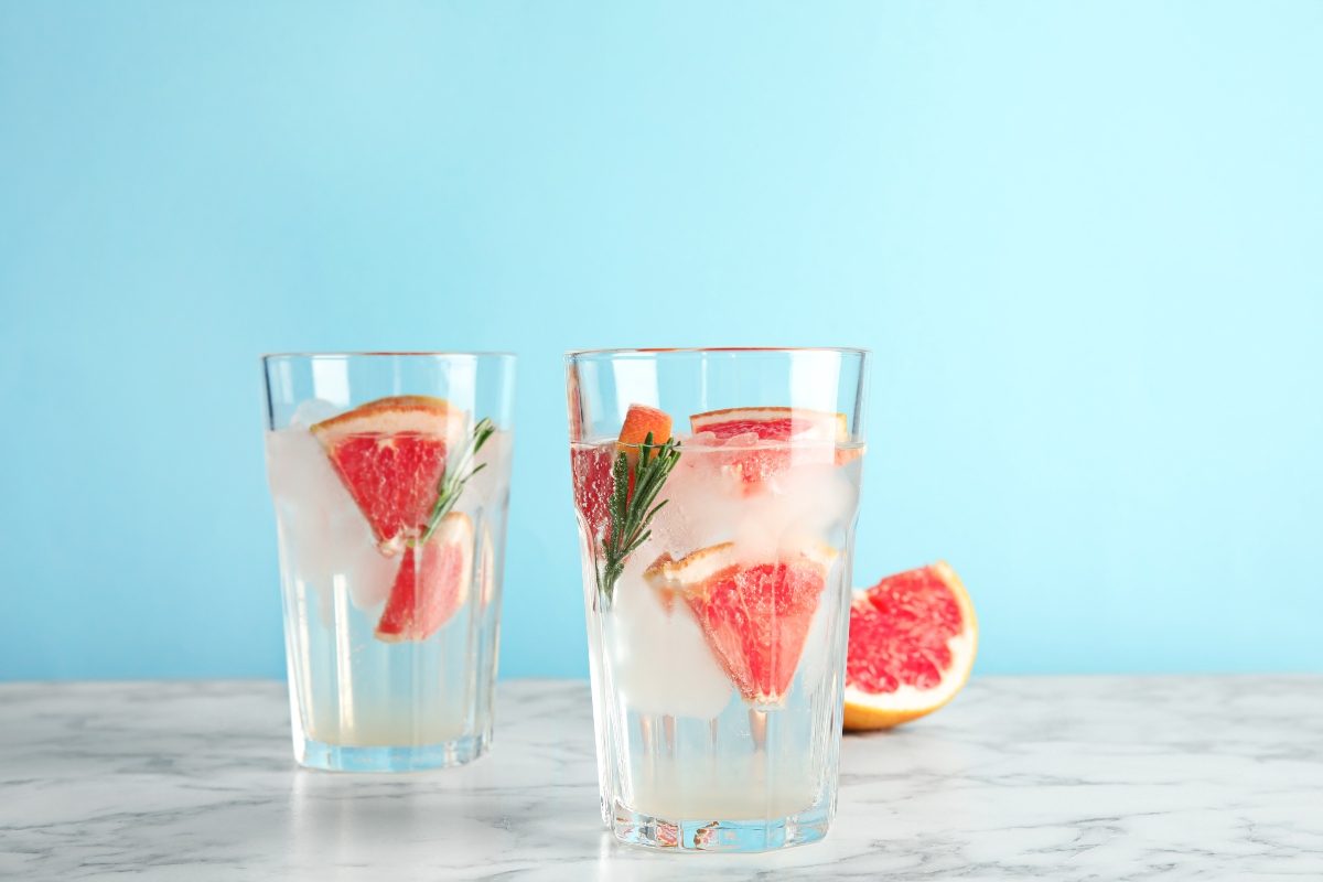 Glasses of infused water with grapefruit slices