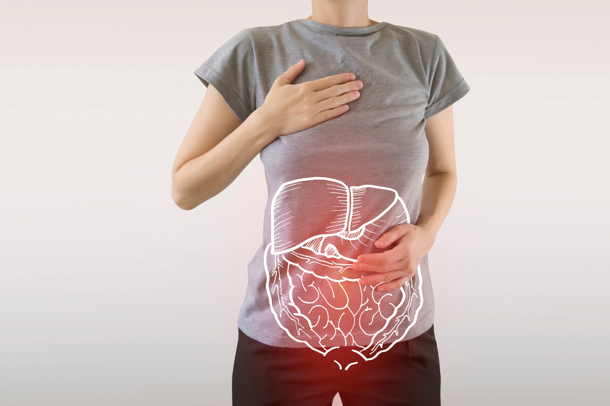 Woman and digestive system organs
