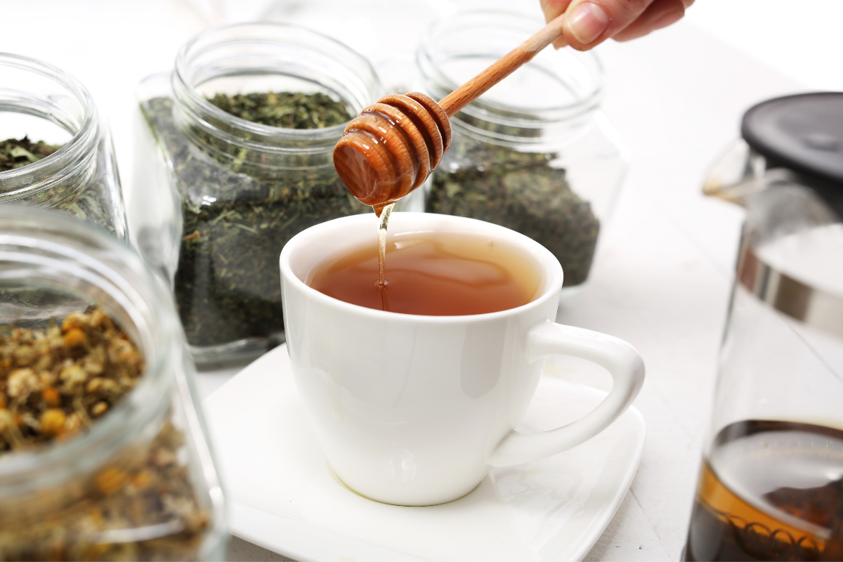 Tea sweetened with honey
