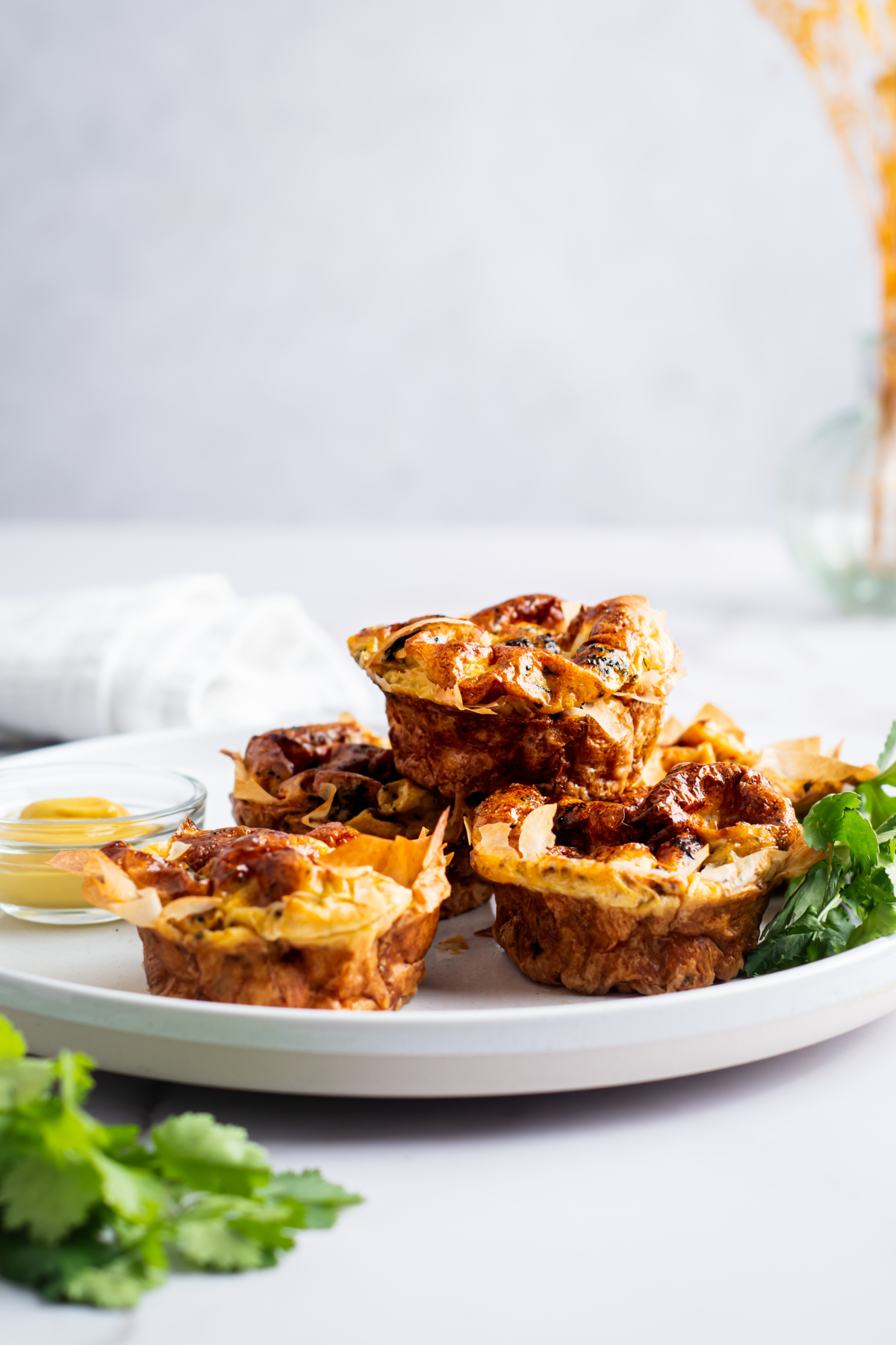 Low calorie quiche served on plate