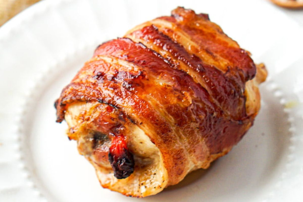 Bacon wrapped chicken thighs