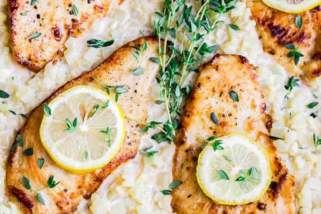 Creamy lemon chicken with cauliflower