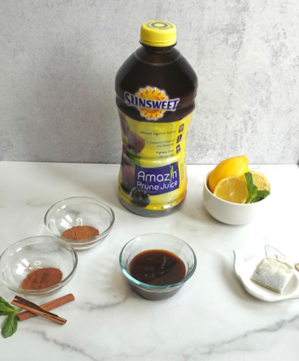 Ingredients for hot toddy prune juice moctail