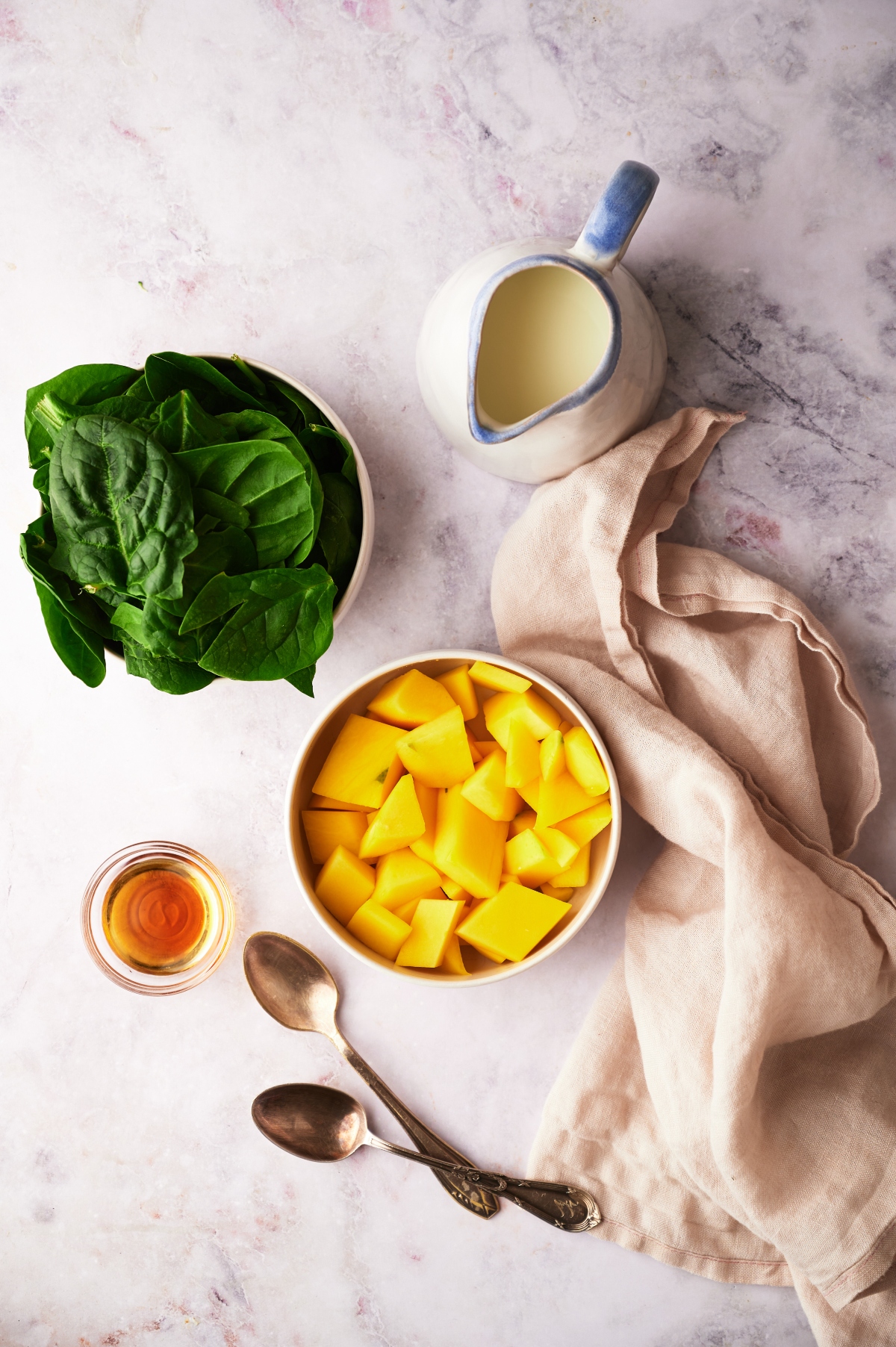 Ingredients for mango spinach smoothie