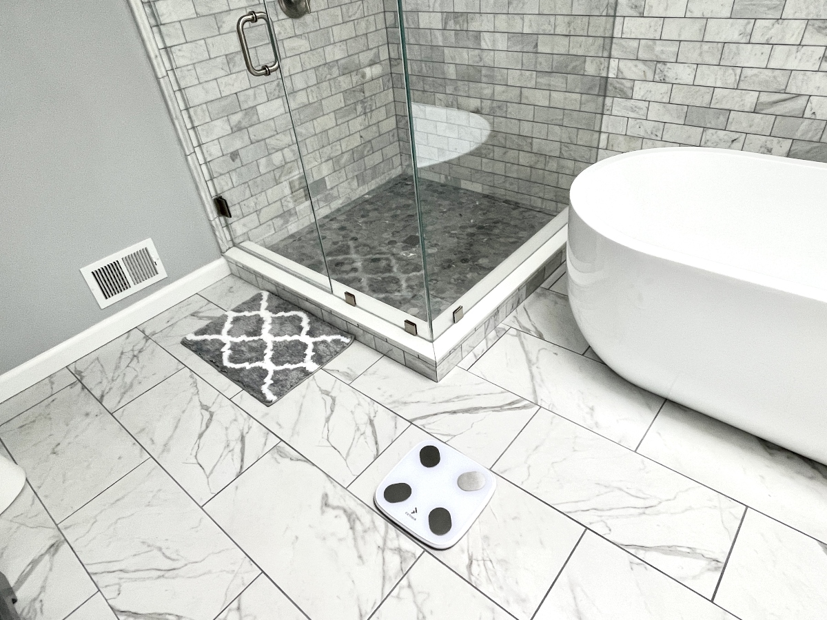 SmatTrack scale in a bathroom