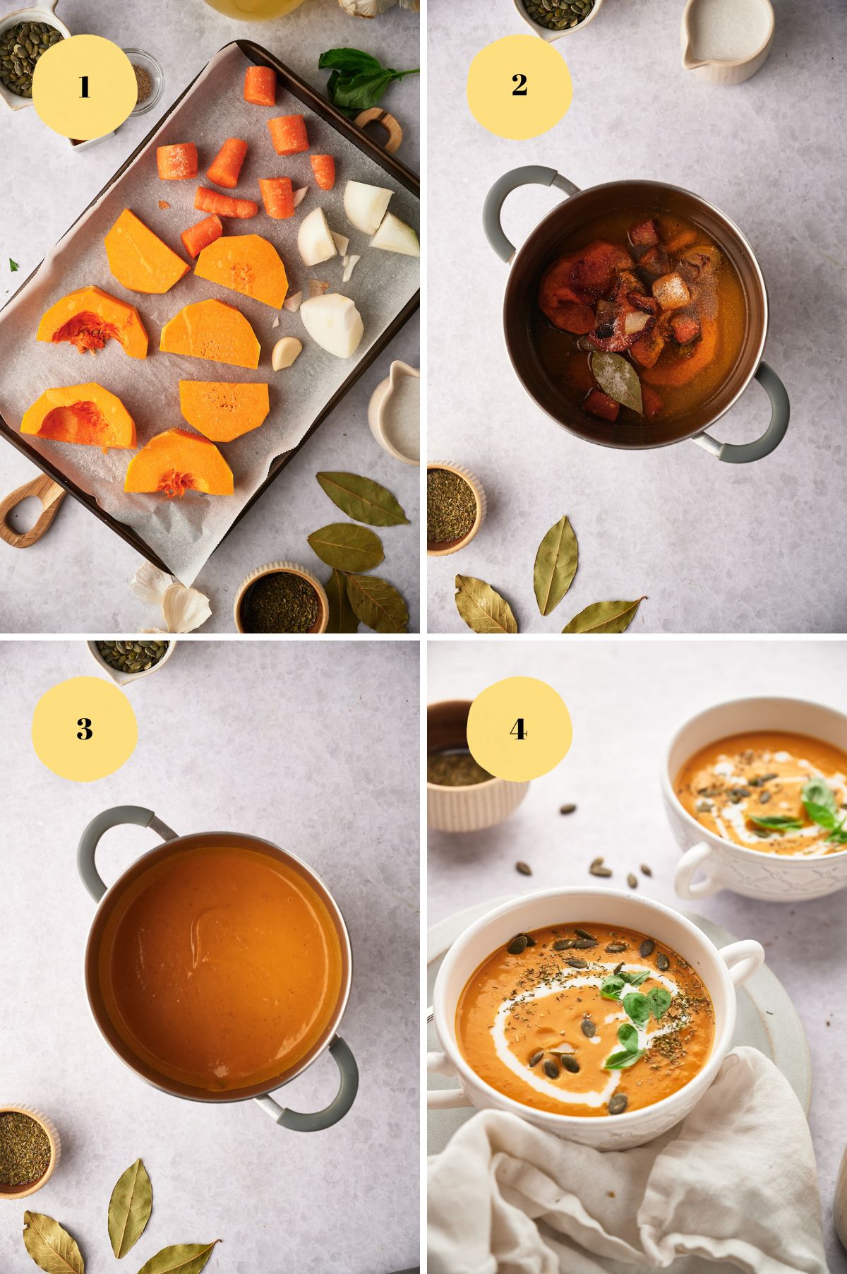 Butternut squash soup process of making