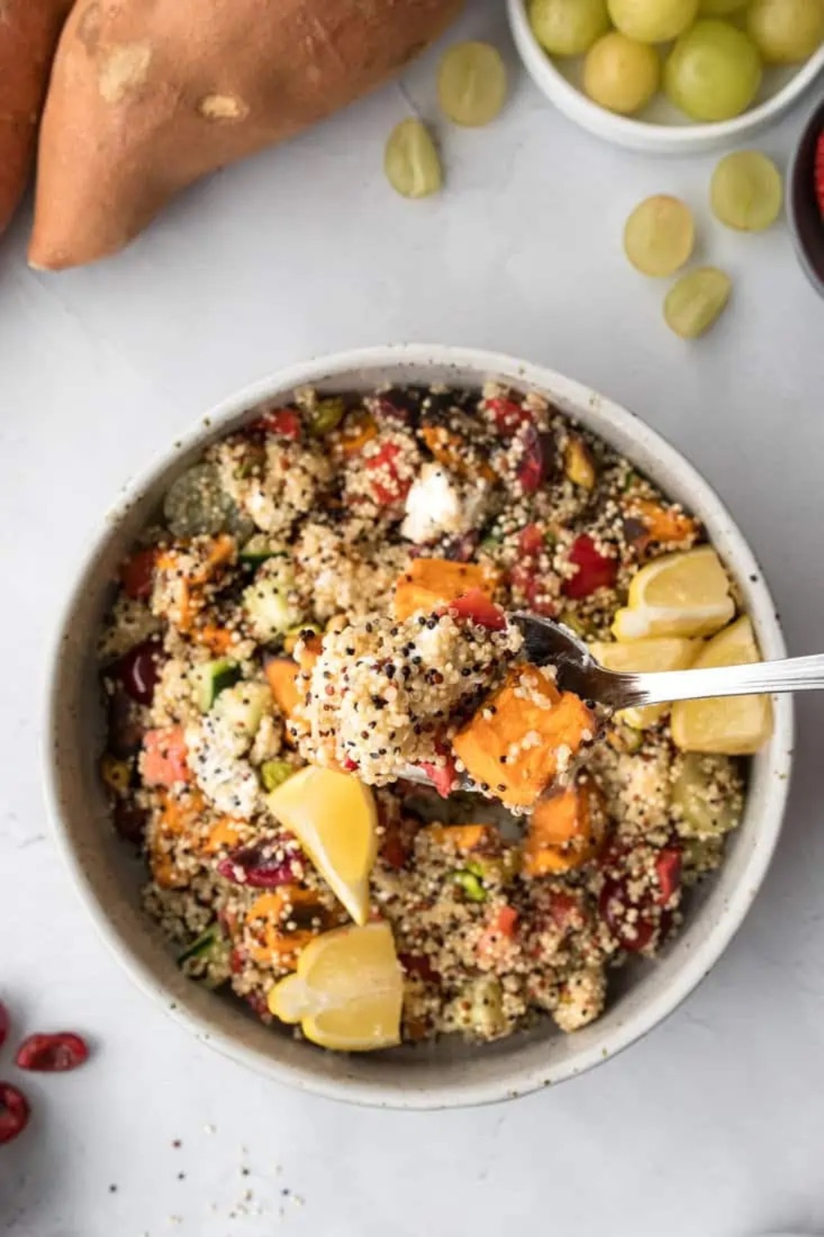 Strawberry sweet potato quinoa salad