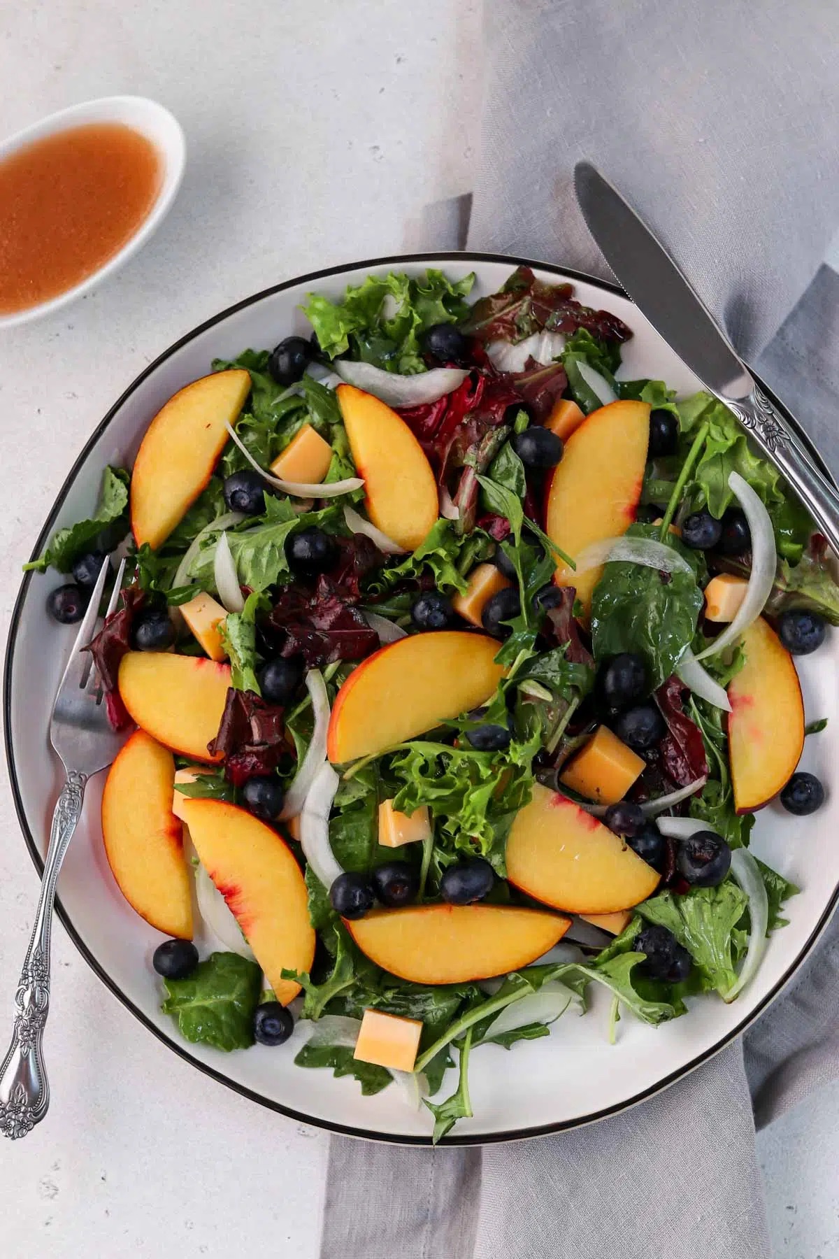 Peach salad in the bowl