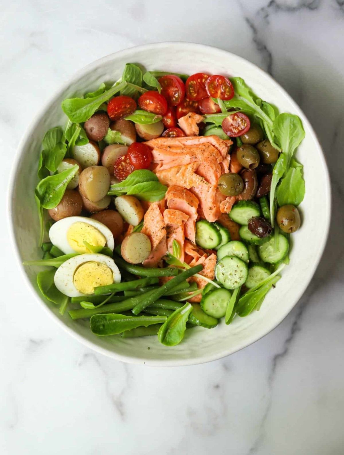 Salmon Nicoise salad