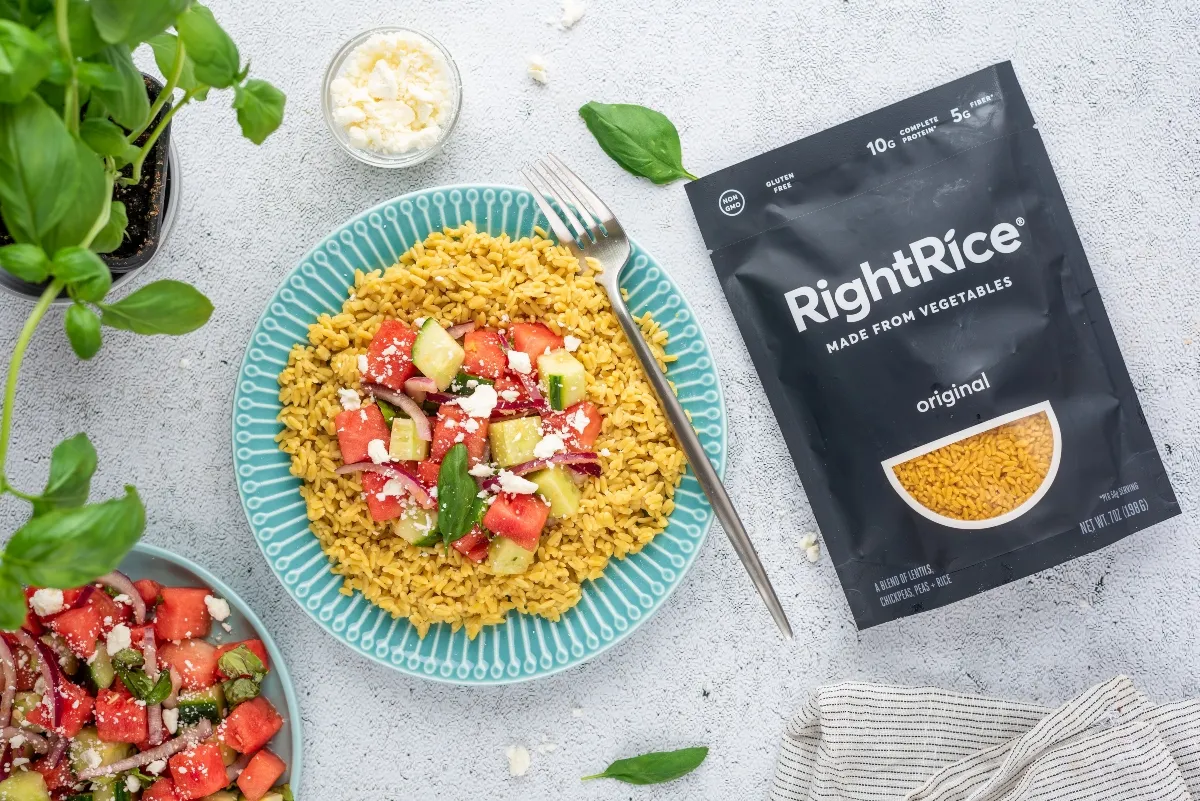 Watermelon salad with rice