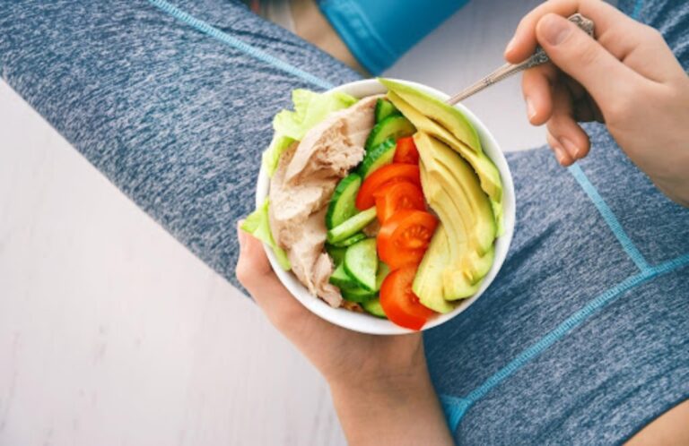 Girl eating a salad
