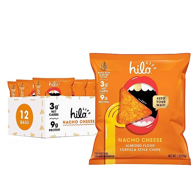 HiLo Life Low Carb Almond Flour Nacho Cheese Tortilla Chips